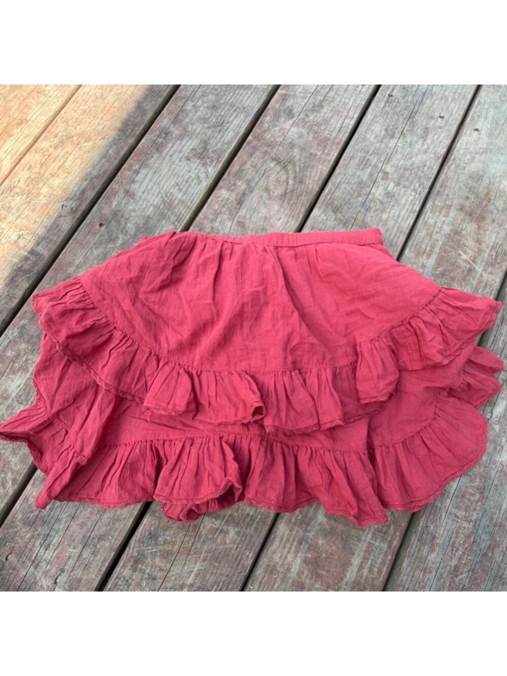 Aerie Womens Red Tiered Ruffle Mini Skirt Size M